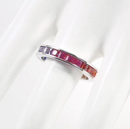 Rainbow 925 Sterling Silver Eternity Band Ring - Kay&P