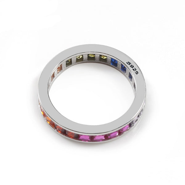 Rainbow 925 Sterling Silver Eternity Band Ring - Kay&P