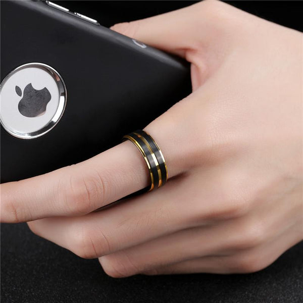 FREE LGBT Mens Black Rainbow Feature Ring - Kay&P