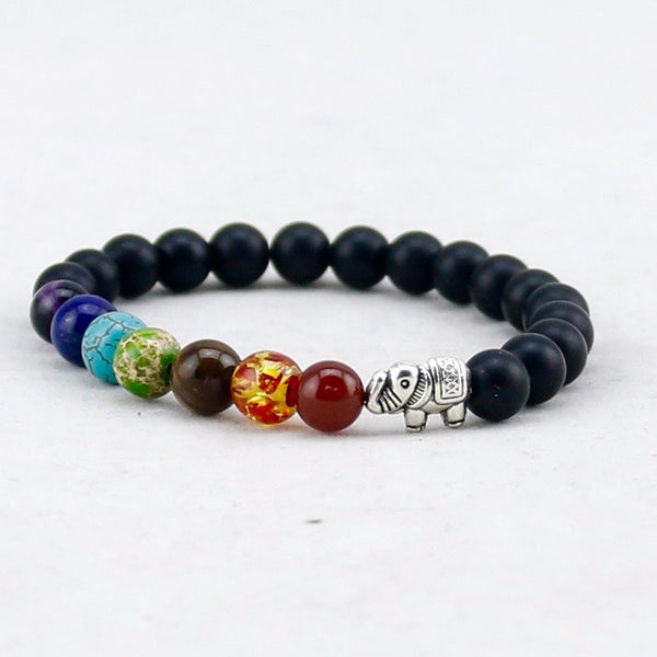 8mm Elephant Matte Beads Chakra Bracelet - Kay&P
