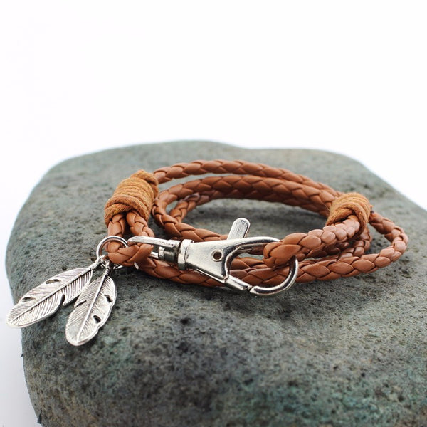 FREE Leather Weaved Feather Bracelet - Kay&P