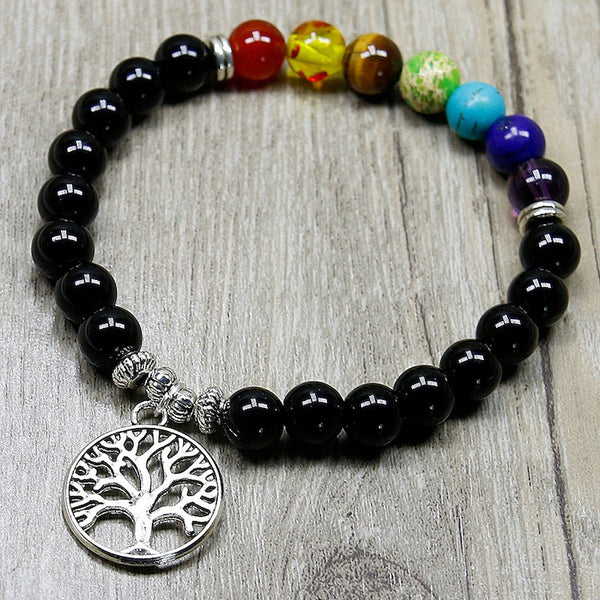 8mm Tree of Life Matte Beads Chakra Bracelet - Kay&P