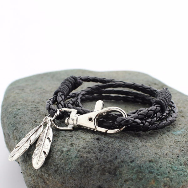 FREE Leather Weaved Feather Bracelet - Kay&P