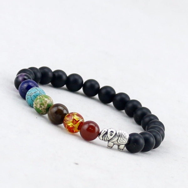 8mm Elephant Matte Beads Chakra Bracelet - Kay&P