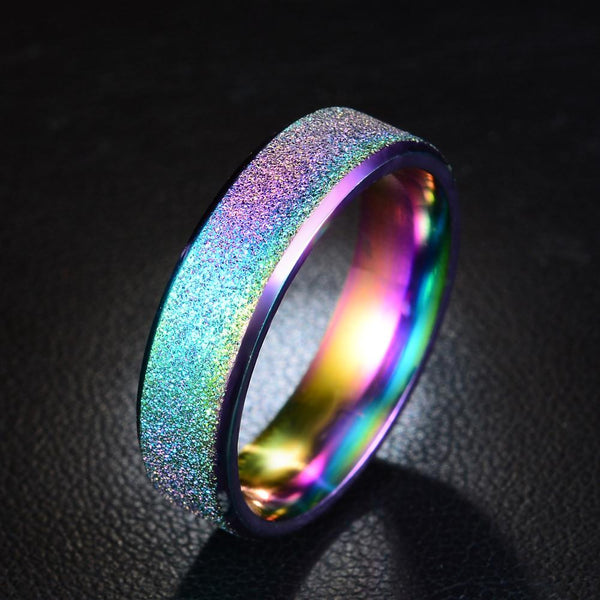 FREE Rainbow Titanium Style Dusted Finish Ring - Kay&P