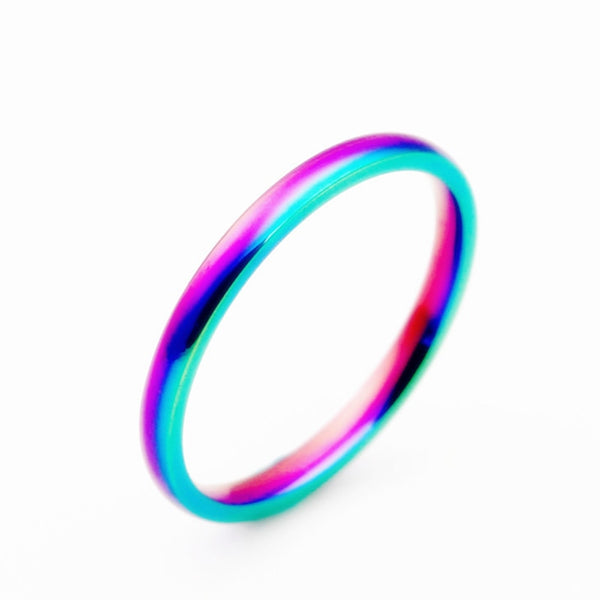 Rainbow Titanium Style Ultra Thin Ring - Kay&P