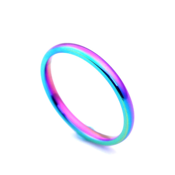 Rainbow Titanium Style Ultra Thin Ring - Kay&P