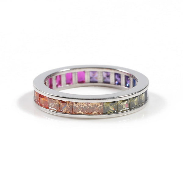 Rainbow 925 Sterling Silver Eternity Band Ring - Kay&P