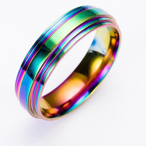 FREE Rainbow Titanium Style Stepped Ring - Kay&P