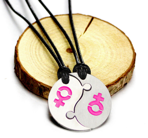 2 Piece Female-Female Yin Yang Pendants Necklaces - Kay&P