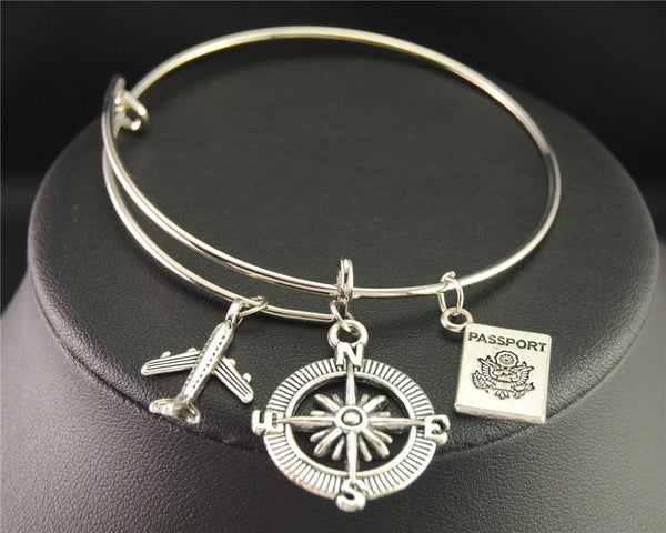 Silver Travel Charm Bangle - Kay&P