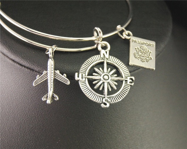 Silver Travel Charm Bangle - Kay&P
