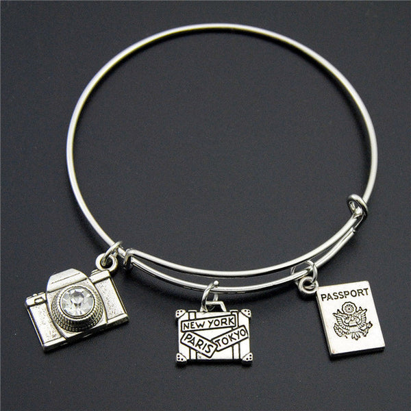 Silver Travel Charm Bangle - Kay&P