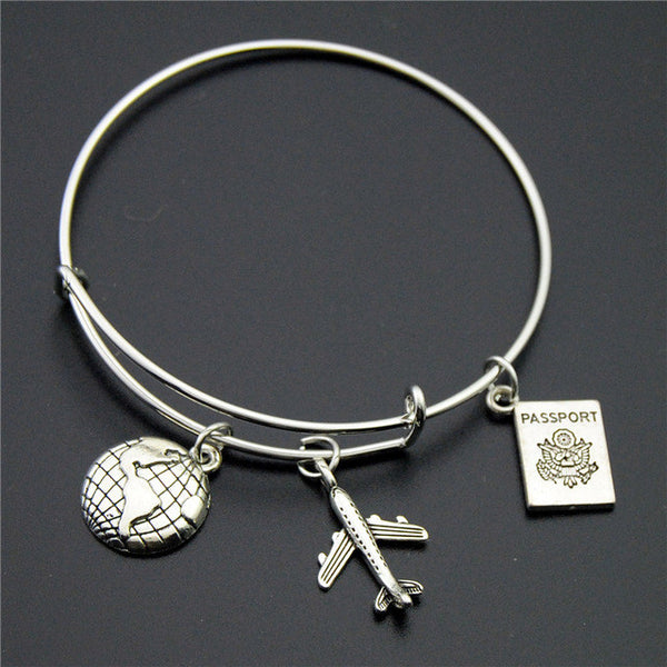 Silver Travel Charm Bangle - Kay&P