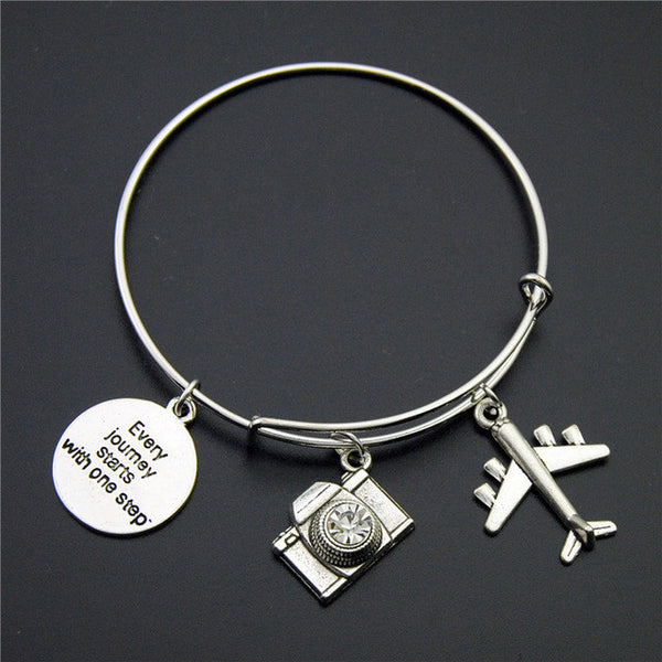 Silver Travel Charm Bangle - Kay&P