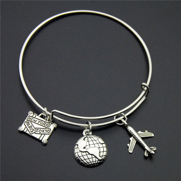 Silver Travel Charm Bangle - Kay&P