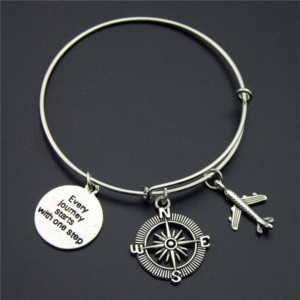 Silver Travel Charm Bangle - Kay&P