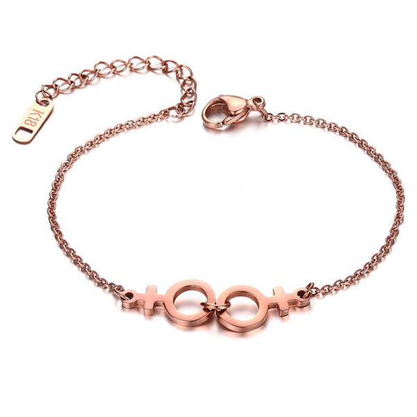 Rose Gold Female-Female Bracelet - Kay&P