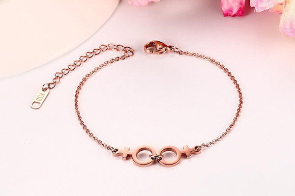 Rose Gold Female-Female Bracelet - Kay&P