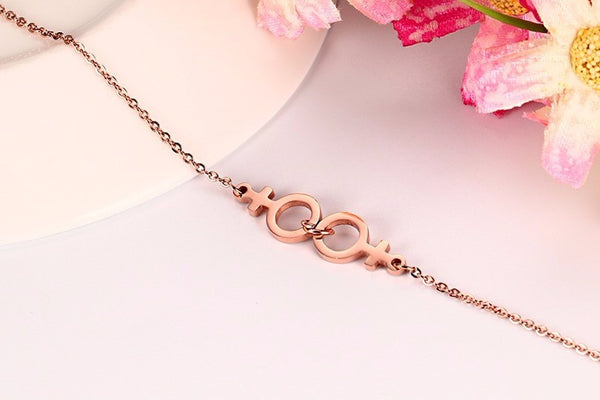 Rose Gold Female-Female Bracelet - Kay&P