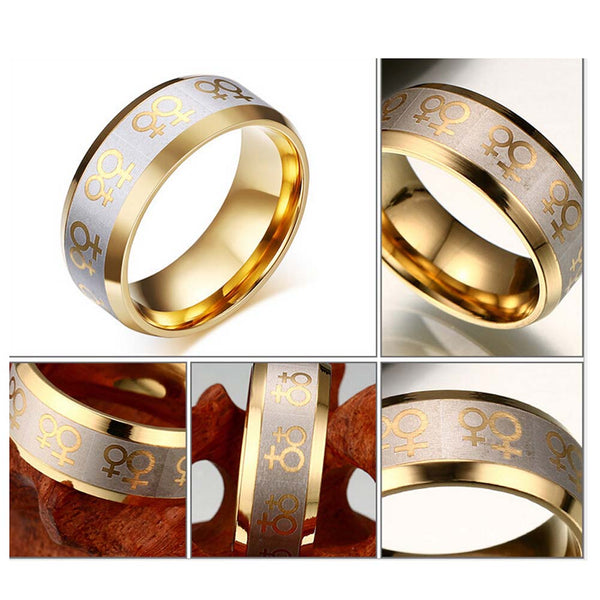 Stainless Steel Gold Female-Female Ring - Kay&P