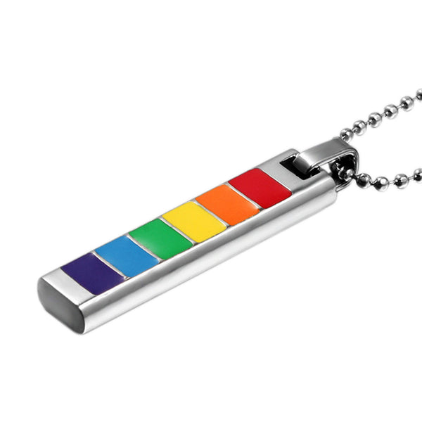 Stainless Steel Rainbow Bar Pendant Necklace - Kay&P