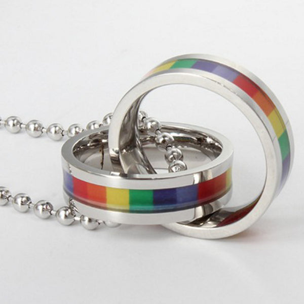 Stainless Steel Double loop Rainbow Necklace - Kay&P