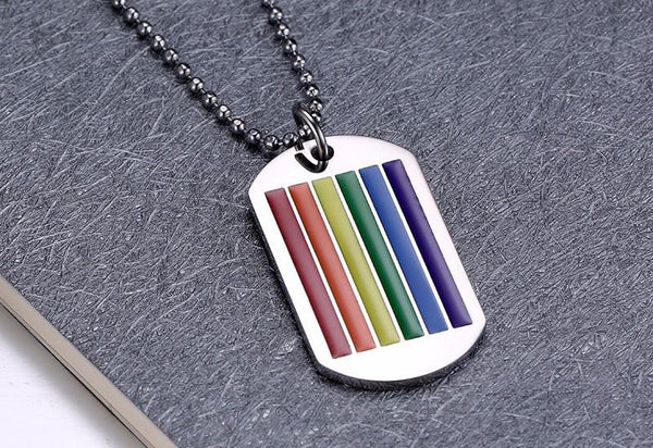 Rainbow Dog Tag Pendant - Kay&P