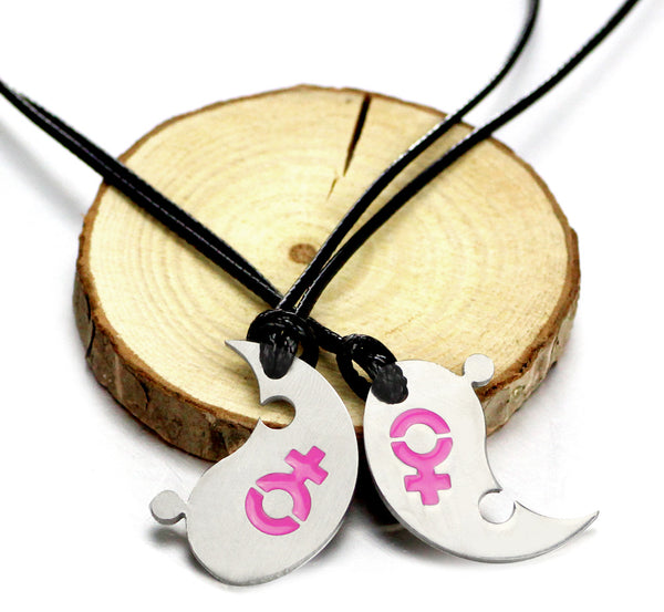 2 Piece Female-Female Yin Yang Pendants Necklaces - Kay&P