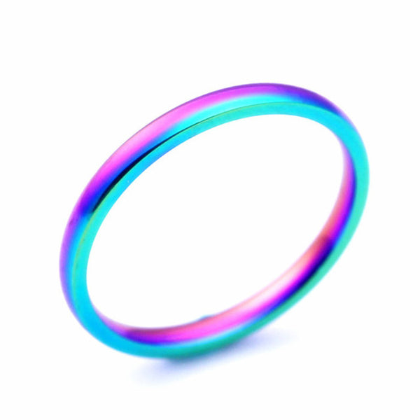 Rainbow Titanium Style Ultra Thin Ring - Kay&P
