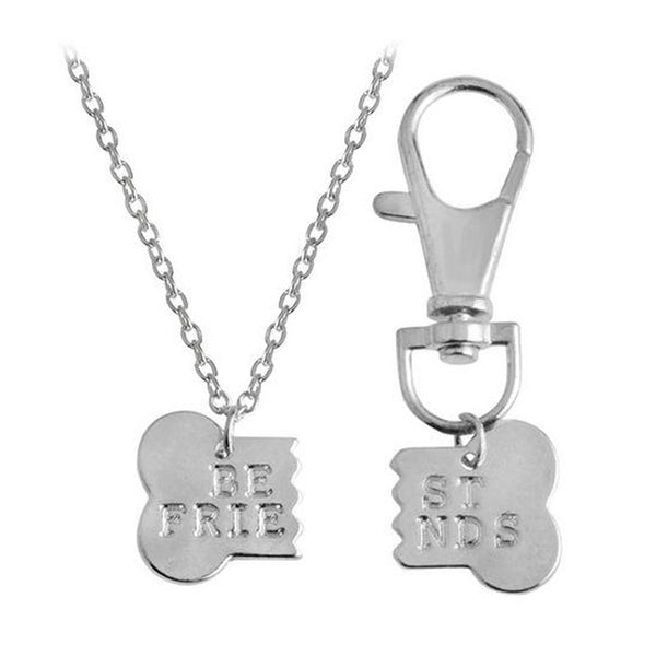 2 piece set Best Friend Bone Friendship Necklace & Key Chain - Kay&P