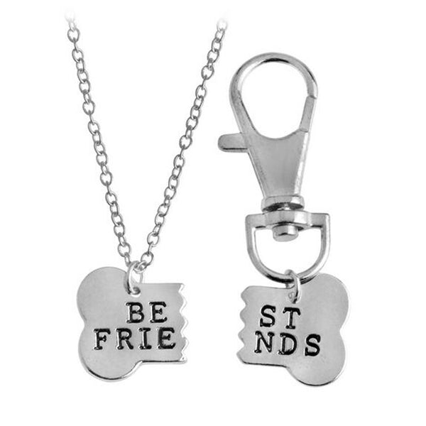 2 piece set Best Friend Bone Friendship Necklace & Key Chain - Kay&P