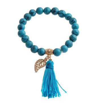 Turquoise Feather Bead Bracelet - Kay&P