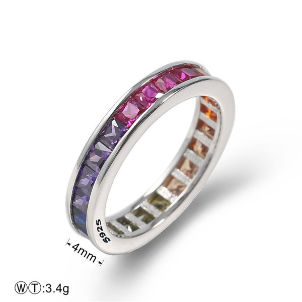 Rainbow 925 Sterling Silver Eternity Band Ring - Kay&P