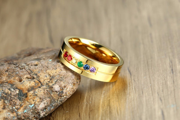 Gold Rainbow Gemstone Ring - Kay&P