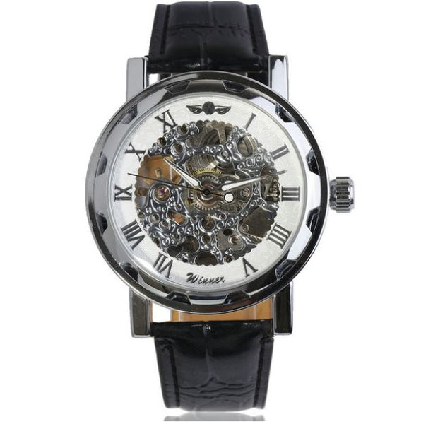 Skeleton Dial with Black Leather Watch - Kay&P