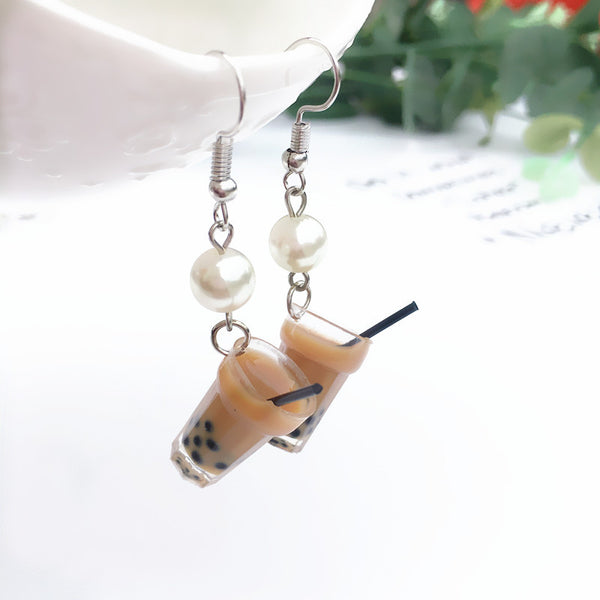 Boba Bubble Pearl Milk Tea Earrings - Kay&P