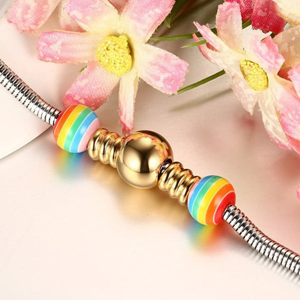Gold Plate Rainbow Ball Charm Bracelets - Kay&P
