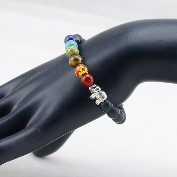 8mm Elephant Matte Beads Chakra Bracelet - Kay&P