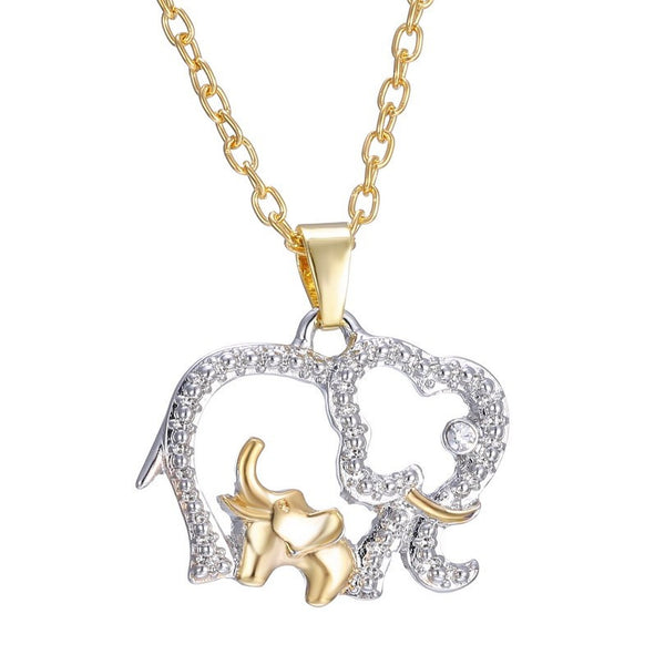 Crystal Mother & Infant Elephant Necklace - Kay&P
