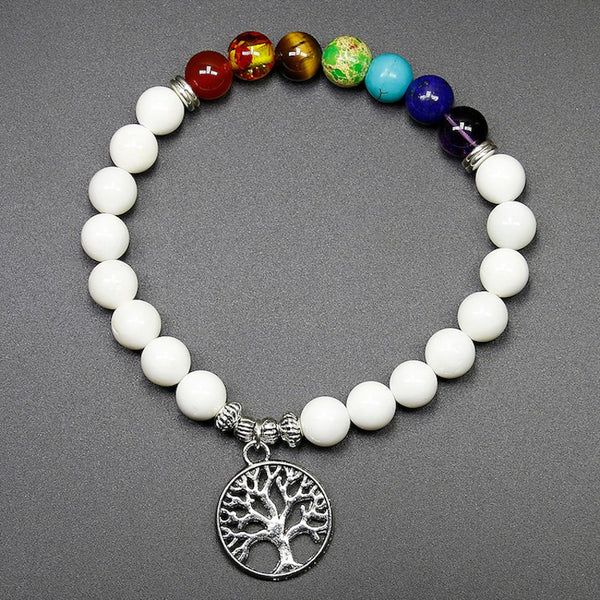 FREE 8mm Tree of Life Matte Beads Chakra Bracelet - Kay&P