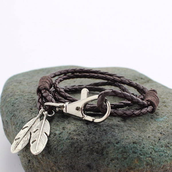 FREE Leather Weaved Feather Bracelet - Kay&P