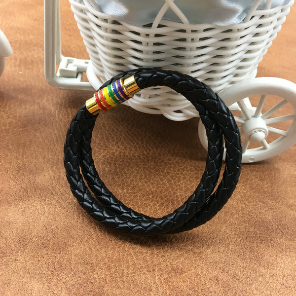 Double Wrap Rainbow Leather Bracelet - Kay&P