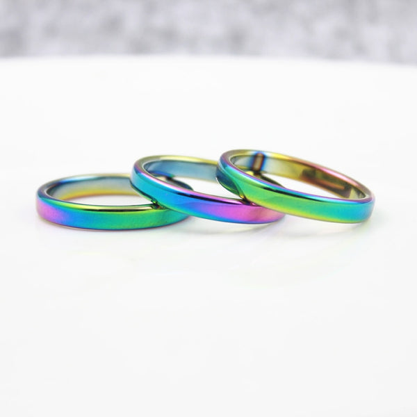 Rainbow Titanium Style Slim Ring - Kay&P