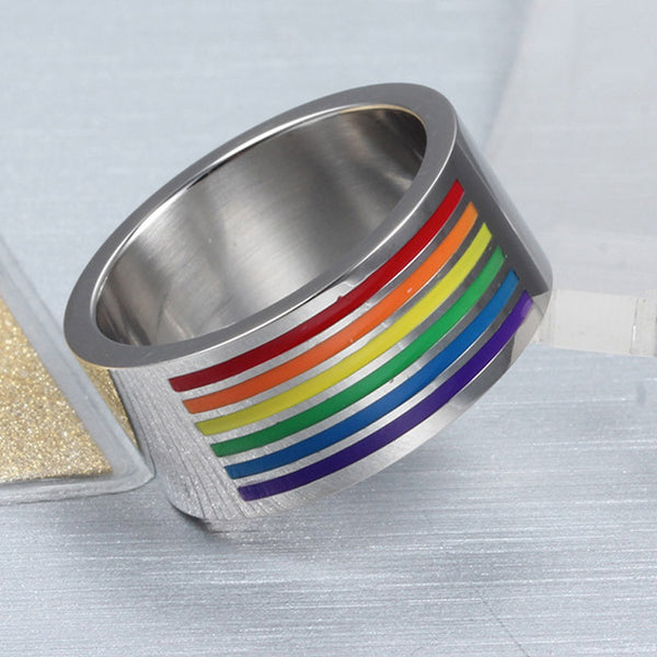 Wide Stainless Steel Rainbow Ring - Kay&P
