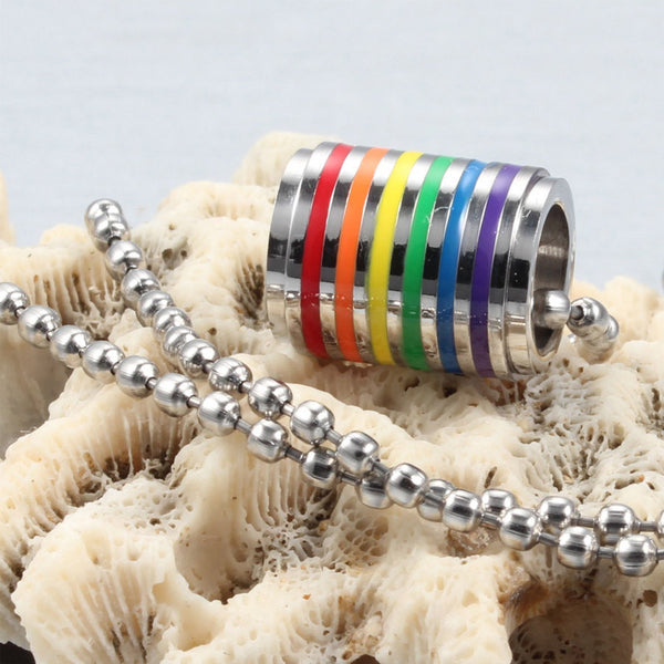 LGBT Rainbow Cylinder Necklace - Kay&P