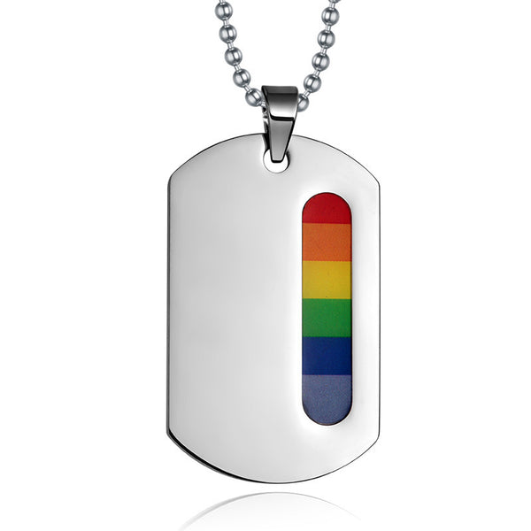 Rainbow Stainless Steel Dog Tag with Slotted Hole - Kay&P