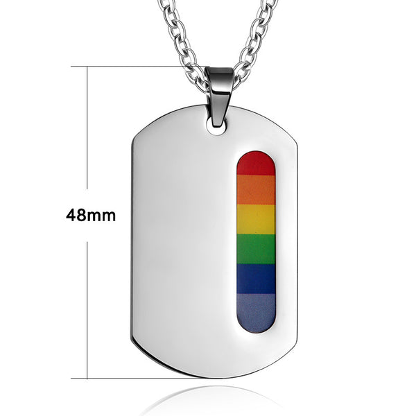 Rainbow Stainless Steel Dog Tag with Slotted Hole - Kay&P