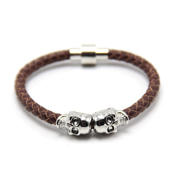 FREE Leather Braided Bracelet with Skulls - Kay&P
