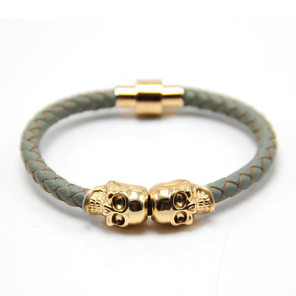 FREE Leather Braided Bracelet with Skulls - Kay&P